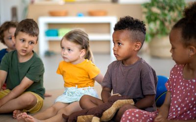 group-small-nursery-school-children-sitting-floor-indoors-classroom-listening-teacher